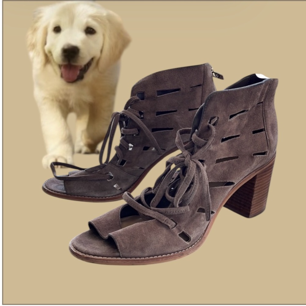 Vince Camuto Brown Suede Lace Up Heels